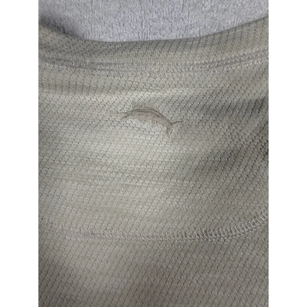 Tommy Bahama Sweater Mens Large Beige Waffle Knit Crewneck Pullover Marlin Logo